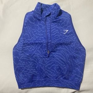 GymShark Workout Crop Top - Adapt Animal Seamless Crop 1/2 Zip - Court Blue
